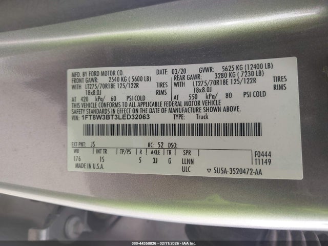 Ford F-350 Xl 2020 1FT8W3BT3LED32063 Image 8