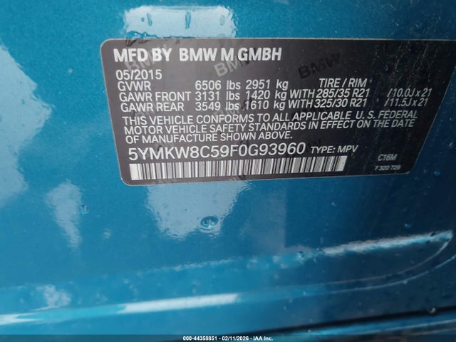 5YMKW8C59F0G93960 BMW X6 M