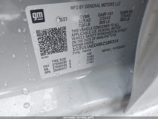 2024 Gmc Sierra 1500 4wd  Short Box Pro მანქანა იყიდება აუქციონზე, vin: 1GTUUAED0RZ189314, აუქციონის ნომერი: 44358852