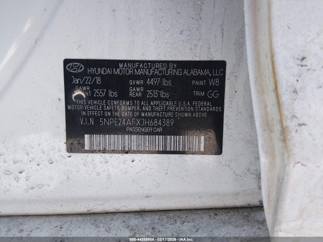 5NPE24AFXJH684389 Hyundai SONATA SE