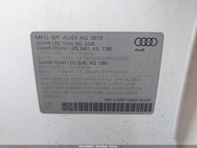 2013 AUDI Q5 WA1LFBFP1DA078390 Photo 8