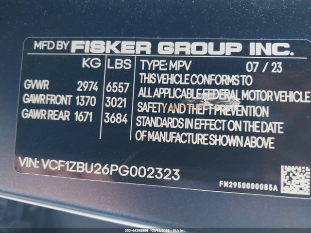 Fisker Ocean One 2023 VCF1ZBU26PG002323 Image 9