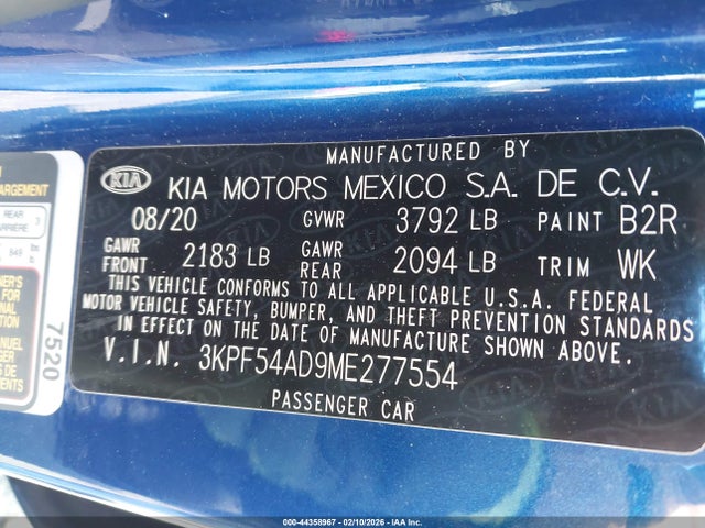 KIA FORTE EX 2021 3KPF54AD9ME277554 Image 9