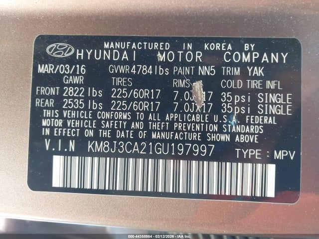 Hyundai Tucson Eco 2016 KM8J3CA21GU197997 Image 9