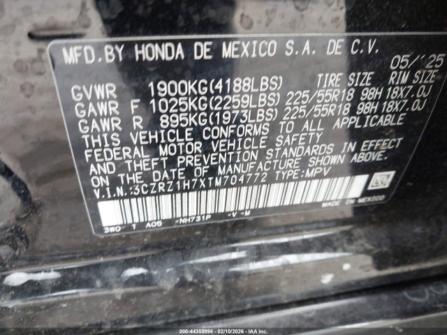 3CZRZ1H7XTM704772 Honda Hr-v 2wd Ex-l