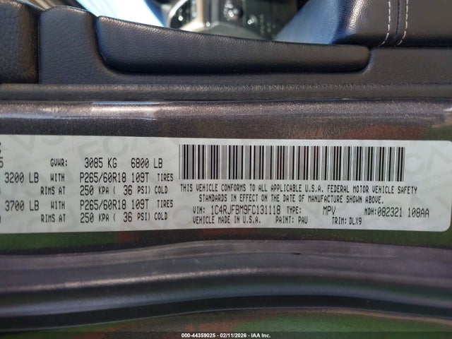 1C4RJFBM9FC131118 Jeep Grand Cherokee Limited