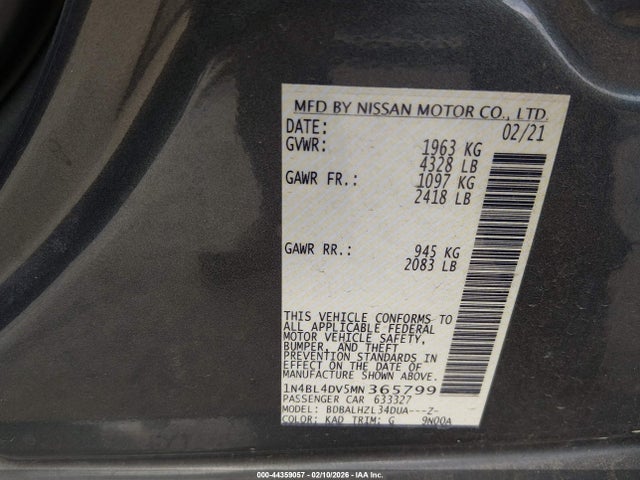 2021 NISSAN ALTIMA 1N4BL4DV5MN365799 Photo 8