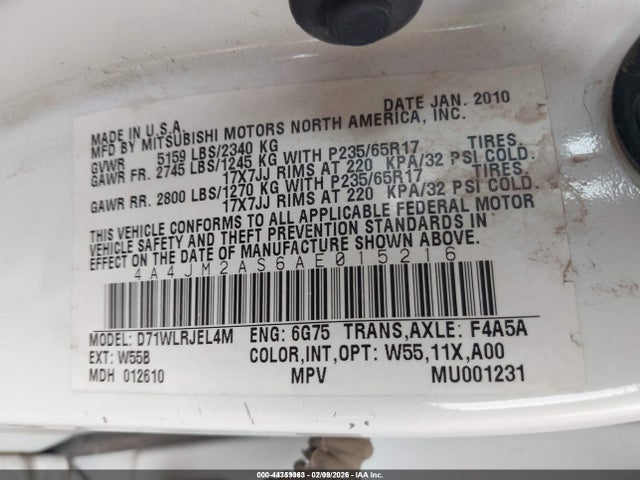 2010 MITSUBISHI ENDEAVOR 4A4JM2AS6AE015216 Photo 8