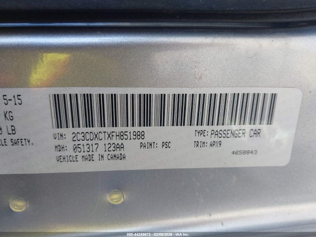 44359072 :رقم المزاد ، 2C3CDXCTXFH851988 vin ، 2015 Dodge Charger R/t مزاد بيع