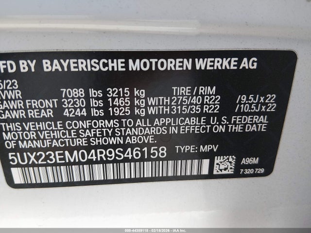 5UX23EM04R9S46158 BMW X7 Xdrive40i