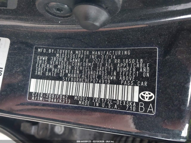 5YFBURHE9EP074919 Toyota Corolla S Plus