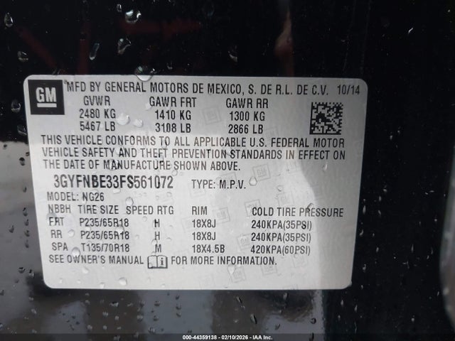 Продажа на аукционе авто 2015 Cadillac Srx Luxury Collection, vin: 3GYFNBE33FS561072, номер лота: 44359138