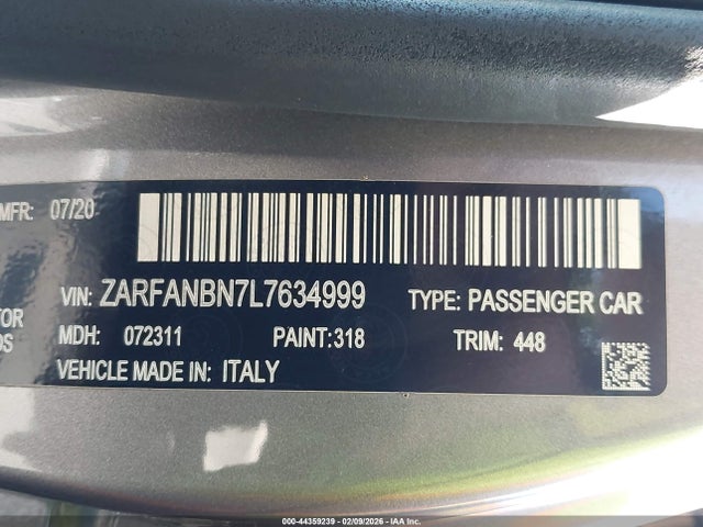 2020 ALFA ROMEO GIULIA ZARFANBN7L7634999 Photo 8