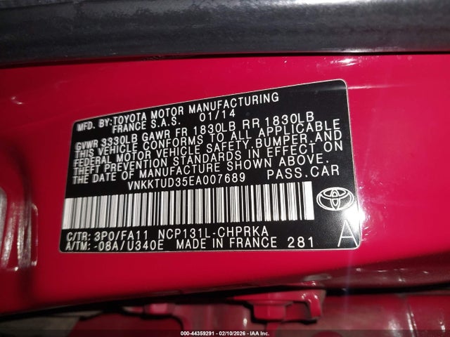 Toyota Yaris L (tmmf Plant) 2014 VNKKTUD35EA007689 Image 9