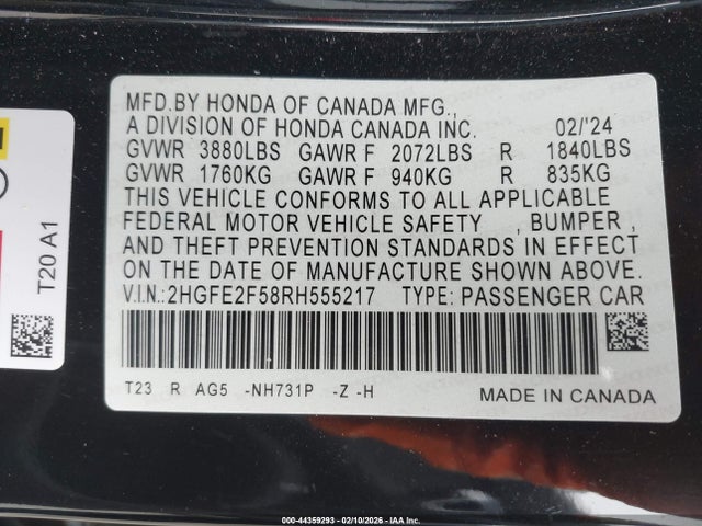 Honda Civic Sport 2024 2HGFE2F58RH555217 Image 9