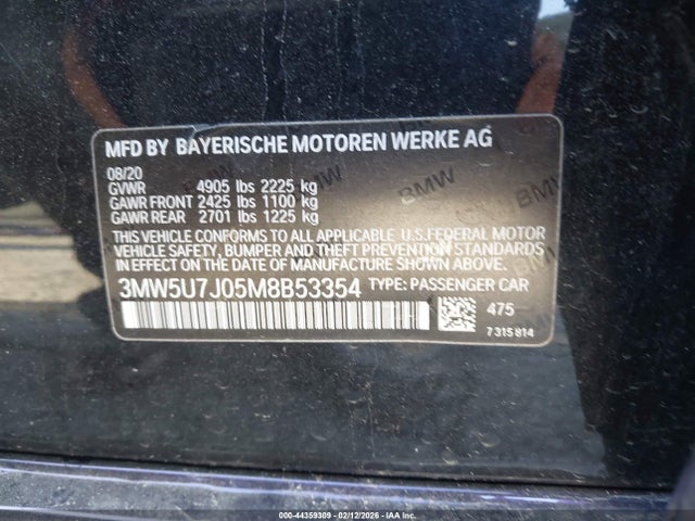 Aukcja sprzedaży 2021 Bmw 3 Series M340i, vin: 3MW5U7J05M8B53354, numer aukcji: 44359309