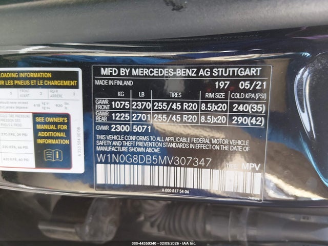 W1N0G8DB5MV307347 Mercedes-Benz Glc 300 Suv
