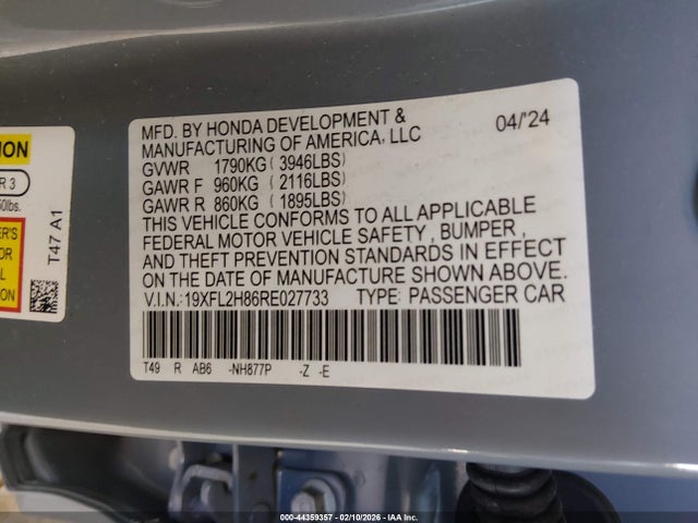 19XFL2H86RE027733 Honda Civic Sport