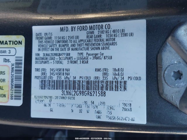 3LN6L2G98GR621588 Lincoln MKZ