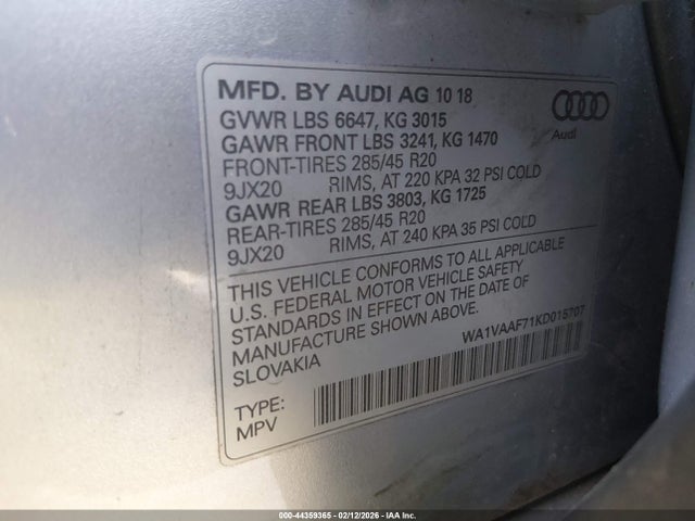 2019 AUDI Q7 WA1VAAF71KD015707 Photo 8
