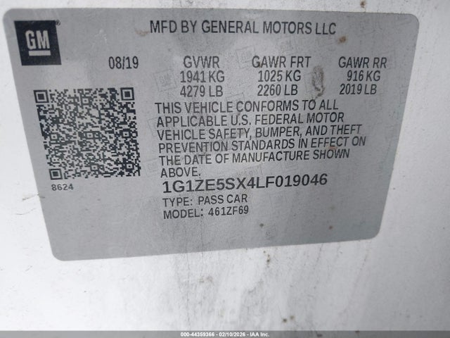 1G1ZE5SX4LF019046 Chevrolet Malibu Fwd Premier