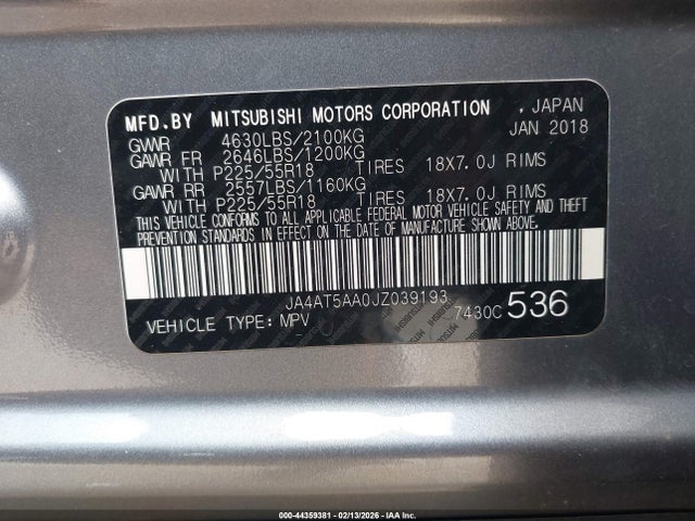 2018 MITSUBISHI ECLIPSE CROSS JA4AT5AA0JZ039193 Photo 8