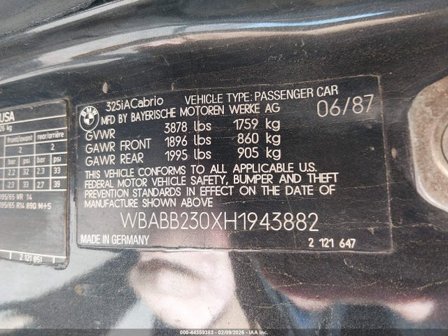 1987 BMW 325 WBABB230XH1943882 Photo 8