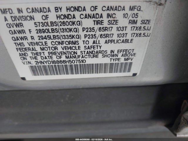 2006 ACURA MDX 2HNYD18866H507510 Photo 8