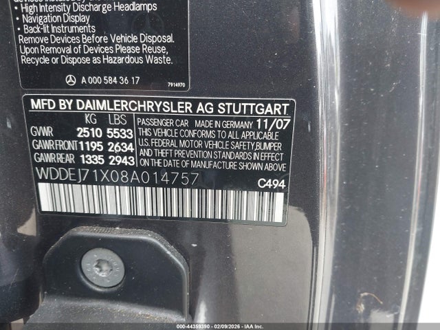 2008 MERCEDES-BENZ CL 550 WDDEJ71X08A014757 Photo 8