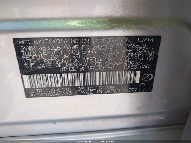 Продажа на аукционе авто 2015 Lexus Gs 350, vin: JTHBE1BL3FA006061, номер лота: 44359393