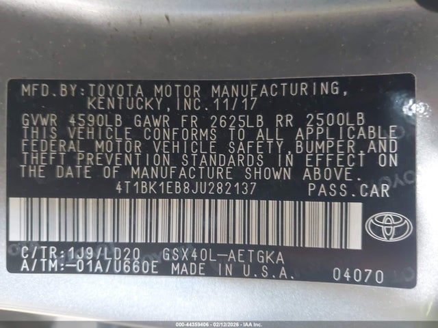 2018 TOYOTA AVALON 4T1BK1EB8JU282137 Photo 8