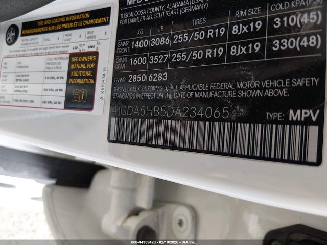 44359423 :رقم المزاد ، 4JGDA5HB5DA234065 vin ، 2013 Mercedes-benz Ml 350 4matic مزاد بيع
