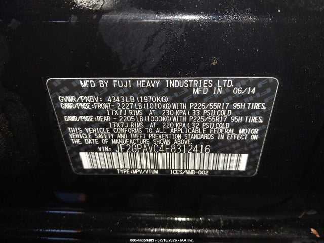 Subaru Xv Crosstrek 2.0i Premium 2014 JF2GPAVC4E8312416 Image 9