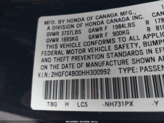 Honda Civic Lx-p 2017 2HGFC4B00HH300992 Image 9