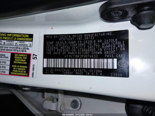 4T1G11BK2PU074633 Toyota Camry Se Awd