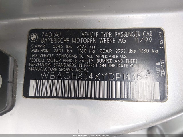 2000 BMW 740IL WBAGH834XYDP14384 Photo 8