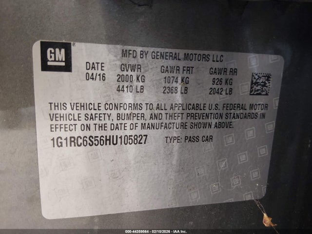 1G1RC6S56HU105827 Chevrolet VOLT LT