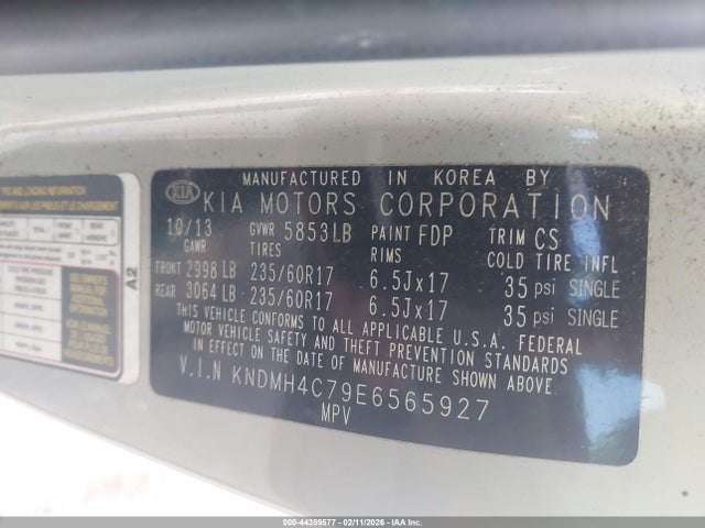 KIA SEDONA EX 2014 KNDMH4C79E6565927 Image 9