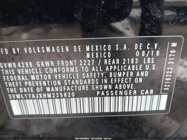 Aukcja sprzedaży 2017 Volkswagen Jetta 1.8t Sel, vin: 3VWL17AJXHM225820, numer aukcji: 44359604