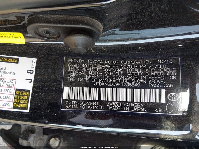 Toyota Prius Two 2014 JTDKN3DU9E1738549 Image 9