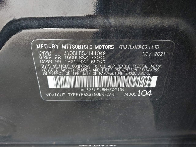 ML32FUFJ8NHF02154 Mitsubishi Mirage G4 Es
