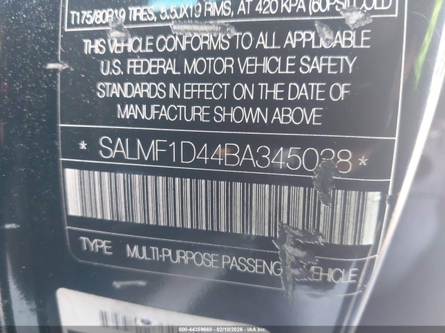2011 Land Rover Range Rover Hse მანქანა იყიდება აუქციონზე, vin: SALMF1D44BA345038, აუქციონის ნომერი: 44359660