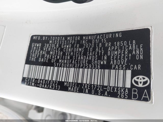 Toyota Corolla S 2015 5YFBURHEXFP259336 Image 9