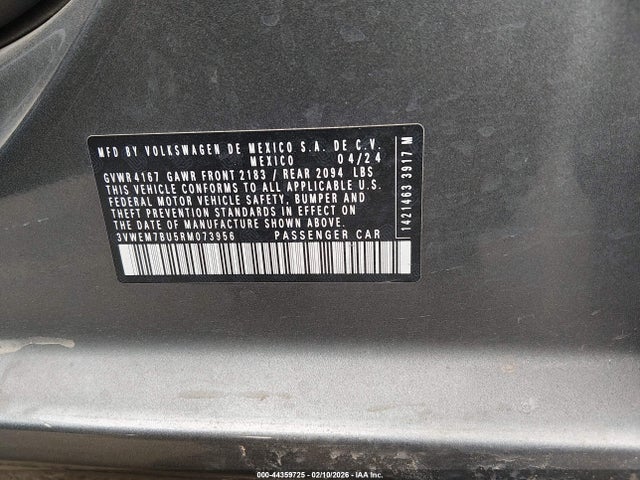 Aukcja sprzedaży 2024 Volkswagen Jetta 1.5t Se, vin: 3VWEM7BU5RM073956, numer aukcji: 44359725