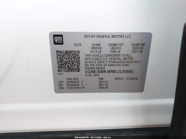 1GNESWKW9RJ135691 Chevrolet Traverse Limited Fwd Lt Leather