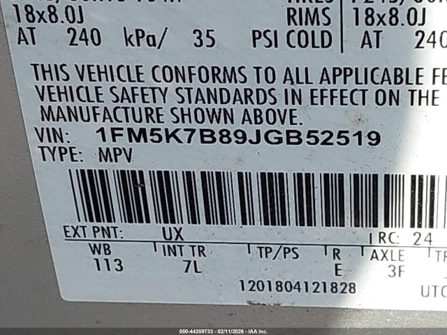 Ford Explorer 2018 1FM5K7B89JGB52519 Image 9