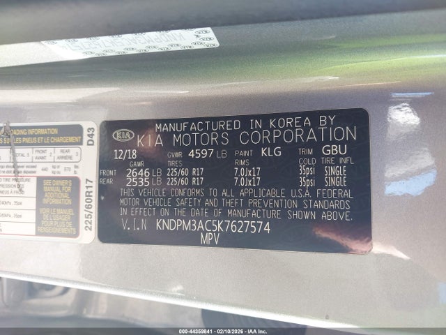 2019 KIA SPORTAGE KNDPM3AC5K7627574 Photo 8