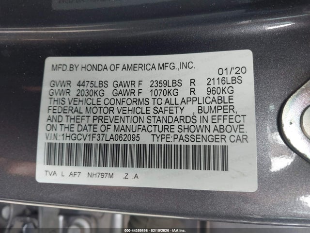 1HGCV1F37LA062095 Honda Accord Sport