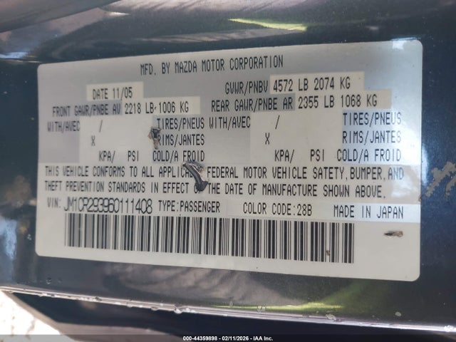 Продаж на аукціоні авто 2006 Mazda Mazda5 Sport, vin: JM1CR293960111408, номер лоту: 44359898