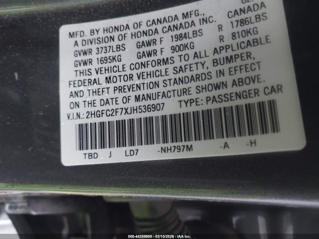 2HGFC2F7XJH536907 Honda CIVIC EX